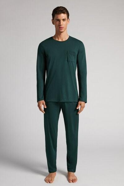 Green - 132J - Dark Green Long Superior Cotton Pyjamas, B601_132J, medium