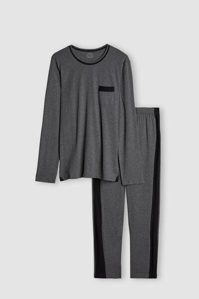 Grey Long Superior Cotton Pyjamas, , large image number 2