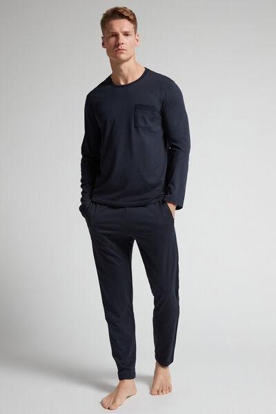 Blue Long Superior Cotton Pyjamas, , large image number 1