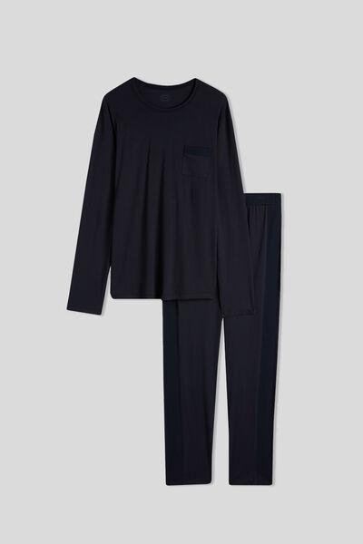 Blue Long Superior Cotton Pyjamas, , large image number 2