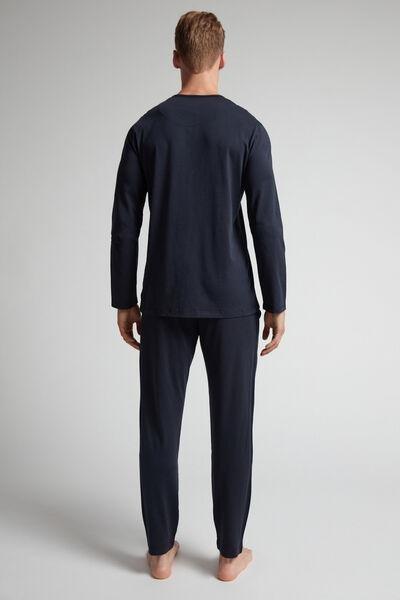 Blue Long Superior Cotton Pyjamas, , large image number 3
