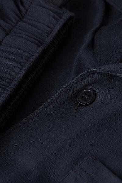 Blue - 800 - Midnight Blue Full-Length Button-Up Superior Cotton Pyjamas, , large image number 4