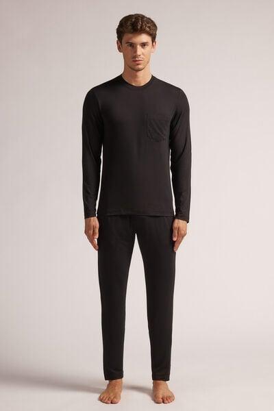 Black Long Pyjamas Set, , large image number 0