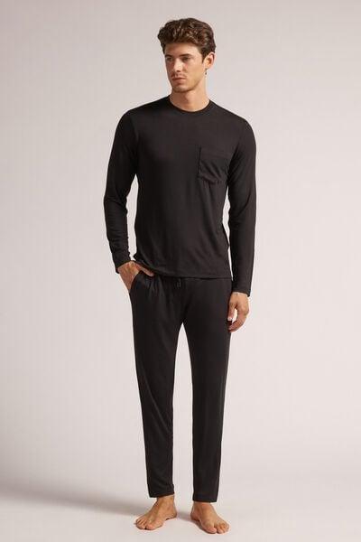 Black Long Pyjamas Set, , large image number 1