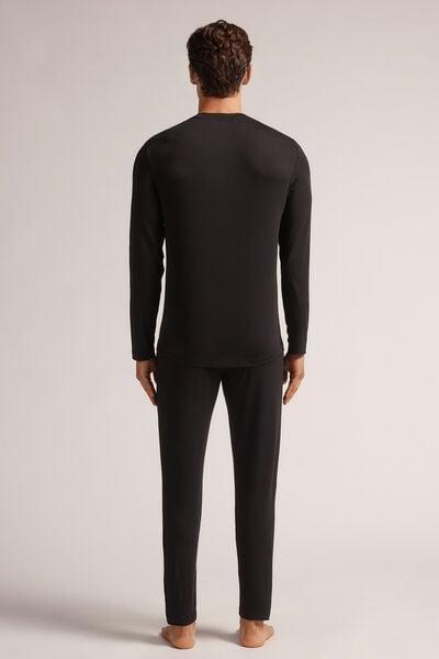 Black Long Pyjamas Set, , large image number 3