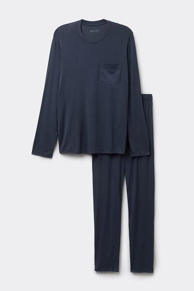 Navy Long Pyjamas Set, Midnight Blue, large image number 2