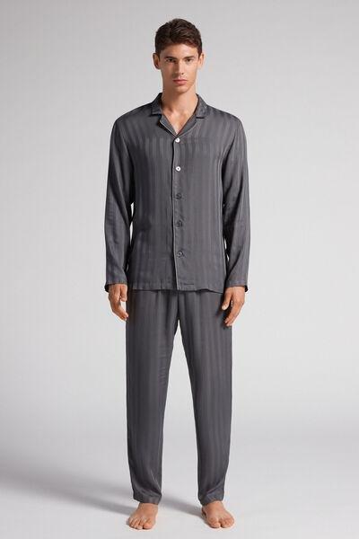 Grey Long Modal Pyjamas, B601_816I, large image number 0