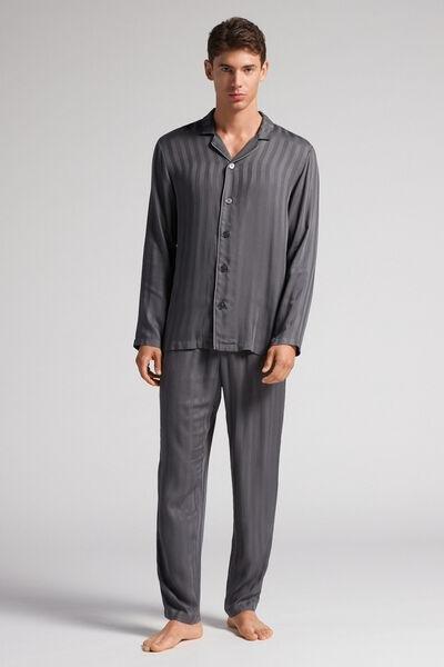 Grey Long Modal Pyjamas, B601_816I, large image number 1