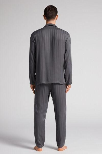 Grey Long Modal Pyjamas, B601_816I, large image number 3