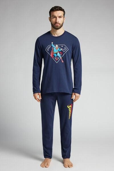 Navy Printed Pyjama Set, Intense Blue, large image number 0