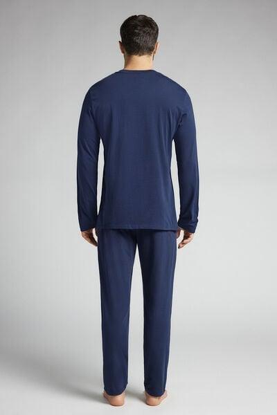 Navy Printed Pyjama Set, Intense Blue, large image number 3