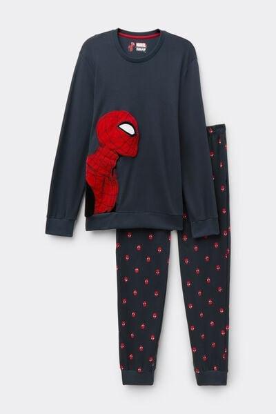 Navy Spider-Man Print Cotton Pyjama Set, Midnight Blue, large image number 2