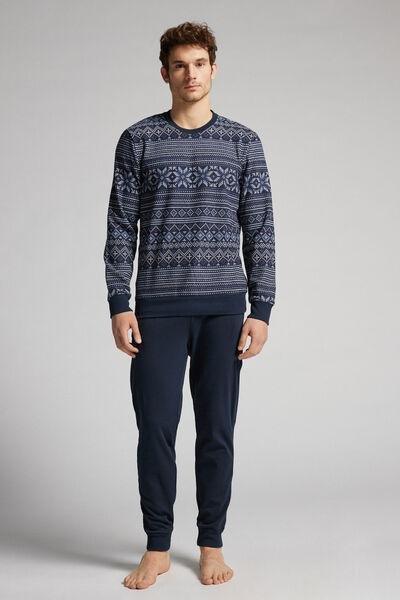 Blue Full-Length Tricot Pyjamas, , large image number 0