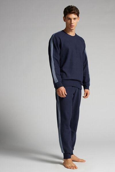 Blue Full-Length Tricot Pyjamas With Side Strips, , large image number 1