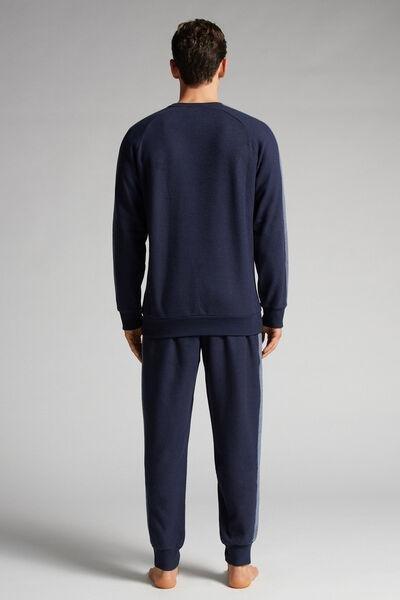 Blue Full-Length Tricot Pyjamas With Side Strips, , large image number 3