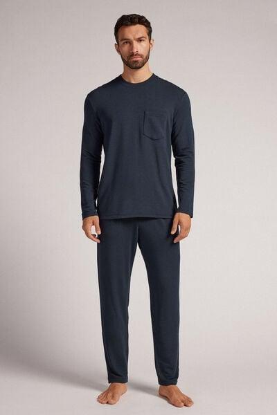 Blue Long Pyjama Set, , medium
