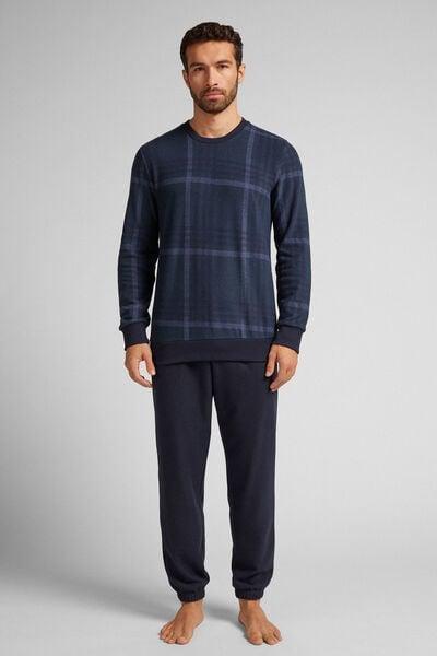 Navy Check Pyjamas Set, B601_749J, large image number 0