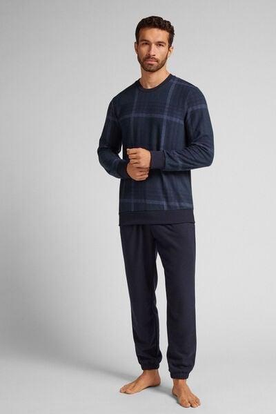 Navy Check Pyjamas Set, B601_749J, large image number 1