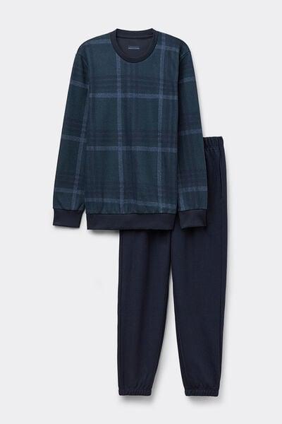 Navy Check Pyjamas Set, B601_749J, large image number 2