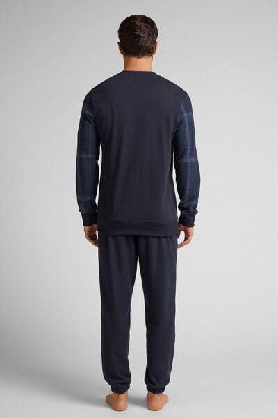 Navy Check Pyjamas Set, B601_749J, large image number 3