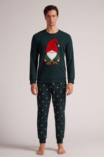 Green Embroidered Pyjama Set, , large image number 0