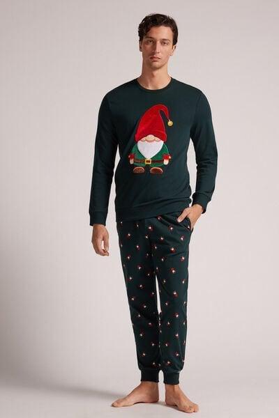 Green Embroidered Pyjama Set, , large image number 1