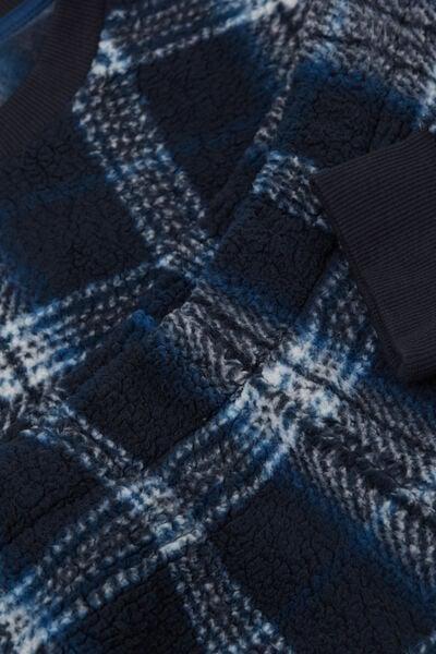Blue Tartan Pattern Teddy Pyjamas Set, , large image number 4