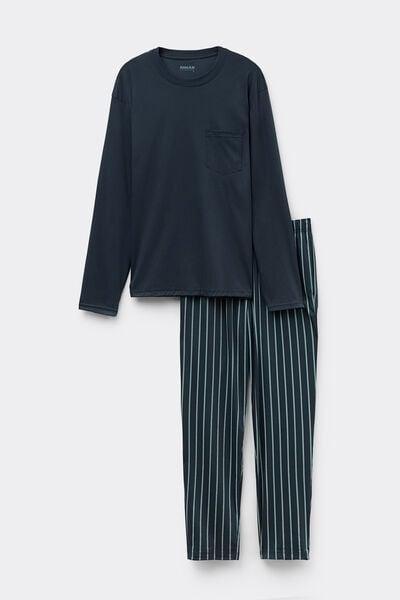 Navy Mercerized Printed Cotton Pyjama Set, , large image number 2
