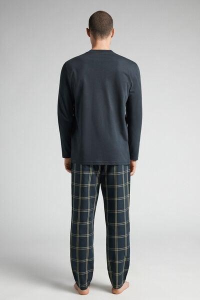 Navy Check Print Cotton Pyjama Set, B601_963J, large image number 3