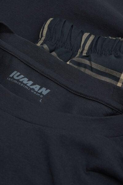 Navy Check Print Cotton Pyjama Set, B601_963J, large image number 4