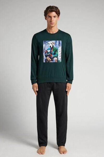 Green Dalmatian Print Cotton Pyjama Set, B601_132J, large image number 0