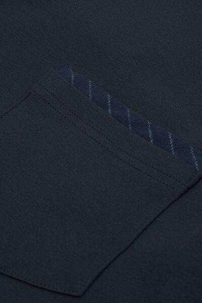 Navy Pinstripe Cotton Pyjama Set, Midnight Blue, large image number 4