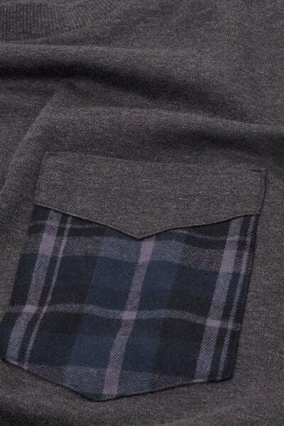 Beige Check Print Long Cotton Pyjama Set, B601_984J, large image number 4