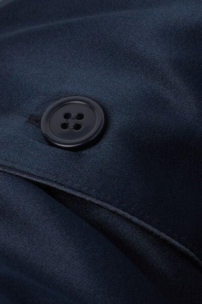Navy Long Silk Pyjama Set, , large image number 4