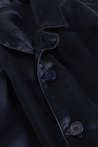 Blue Long Silk Pyjama Set, Midnight Blue, large image number 4