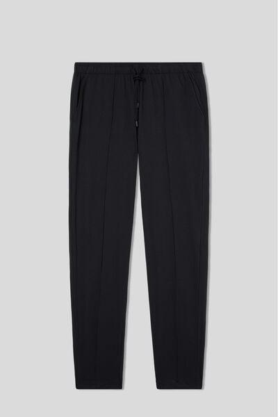 Black - 019 - Black Cotton Trousers with Seam, Black, large image number 2