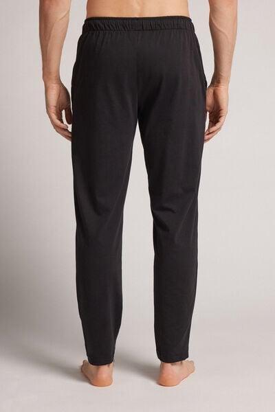 Black - 019 - Black Cotton Trousers with Seam, Black, large image number 3