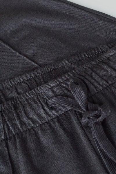 Black - 019 - Black Cotton Trousers with Seam, Black, large image number 4