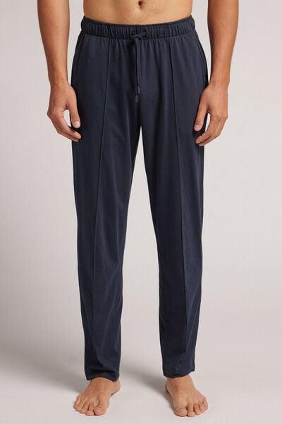 Blue - 800 - Blu Notte Cotton Trousers with Seam, Midnight Blue, large image number 0