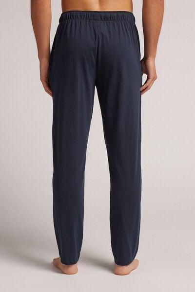 Blue - 800 - Blu Notte Cotton Trousers with Seam, Midnight Blue, large image number 3