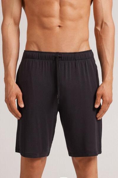 Black - 019 - Black Silk and Modal Shorts, , large image number 0
