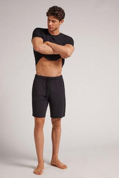 Black Silk And Modal Shorts, , large image number 2