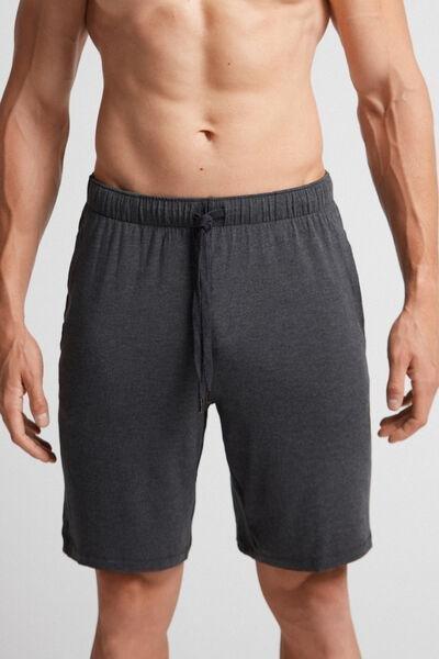 Grey Blend Silk And Modal Shorts, , large image number 0