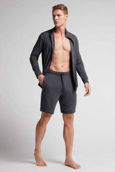 Grey Blend Silk And Modal Shorts, , large image number 1