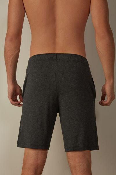 Grey Blend Silk And Modal Shorts, , large image number 3