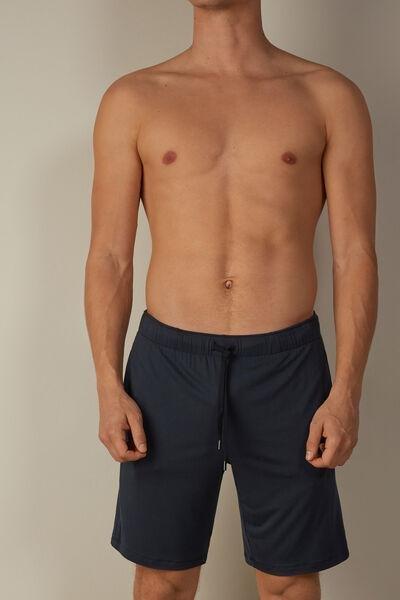 Blue Silk And Modal Shorts, , medium
