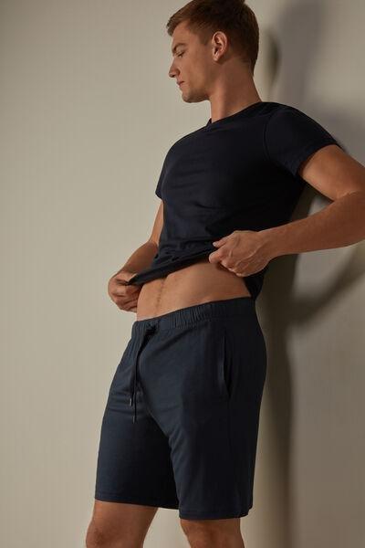 Blue Silk And Modal Shorts, , large image number 1