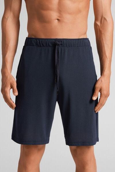 Blue Silk And Modal Pique Shorts, , large image number 0