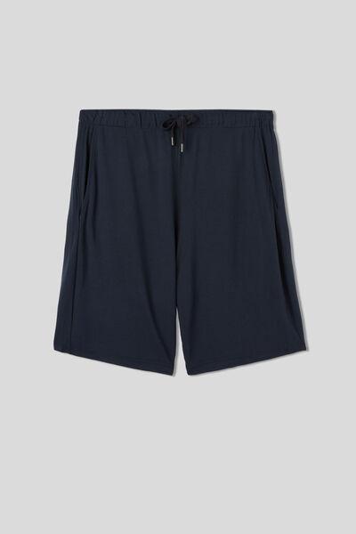 Blue Silk And Modal Pique Shorts, , large image number 2