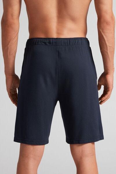 Blue Silk And Modal Pique Shorts, , large image number 3